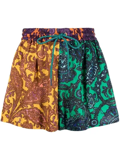 Zimmermann Tiggy Spliced Paisley-print Linen Shorts