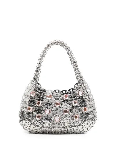 Rabanne 1969 Moon Small Metal Shoulder Bag In Silver