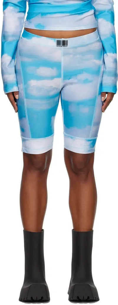 Vtmnts Blue Printed Bike Shorts In Sky