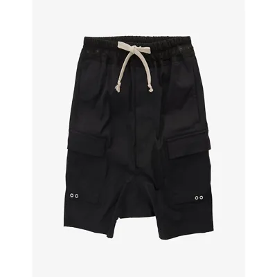 Rick Owens Pods Cotton Cargo Shorts In Black