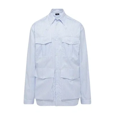 Egonlab Cargo Shirt In Light Blue Stripe