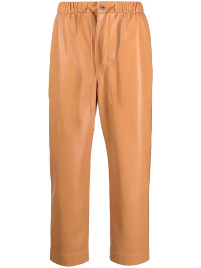 Nanushka Tan Jain Faux-leather Pants In Brown