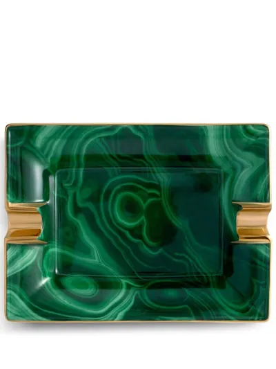 L'objet Malachite Porcelain Ashtray In Green