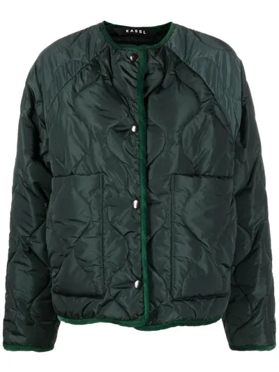 Kassl Editions Quilted Cropped Jacket In Green