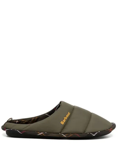 Barbour Scott Padded Slippers In Green