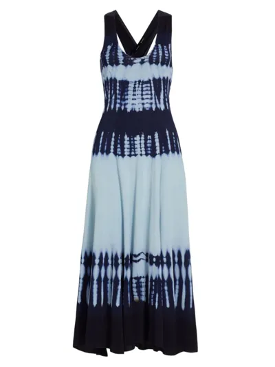 Proenza Schouler Tie-dyed Stretch-knit Maxi Dress In Blue Multi