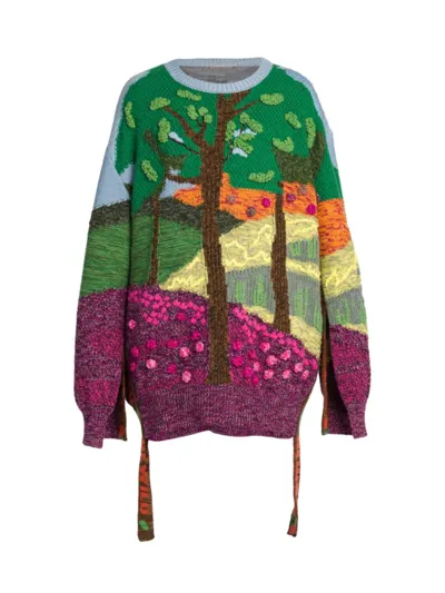 Stella Mccartney Tree Of Life Intarsia Wool And Cotton-blend Sweater In Neutral