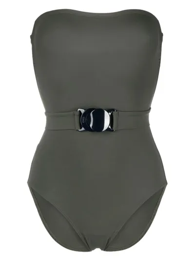 Eres Belted Bustier-style Swimsuit In Green