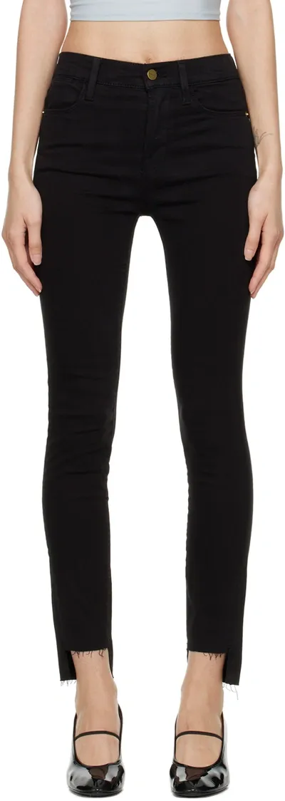 Frame Black 'le High Straight' Jeans In Film Noir