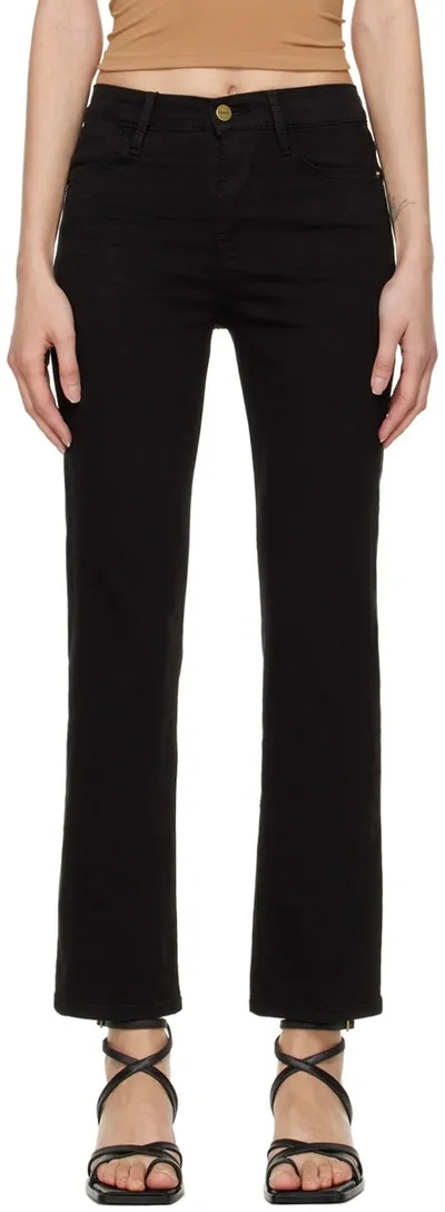 Frame Black 'le High Straight' Jeans In Film Noir