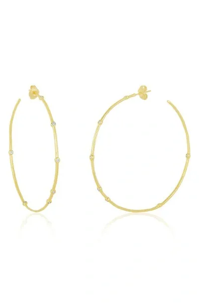 Melinda Maria Inside Out Station Hoop Earrings In Gold/white Diamondettes