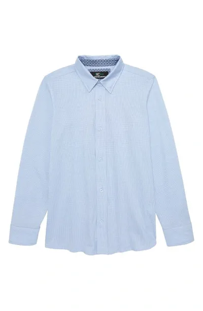 Johnston & Murphy Kids' Flex Stretch Button-up Shirt In Blue Birdseye