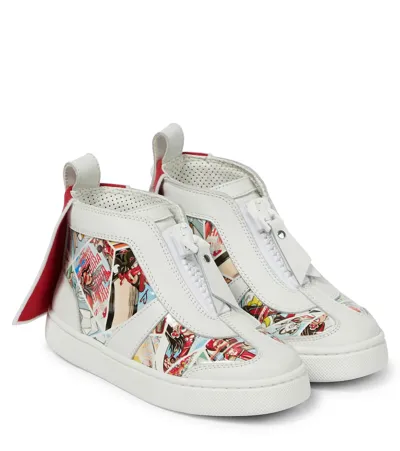 Christian Louboutin Super Loubi Printed Leather Sneakers In Version Multi