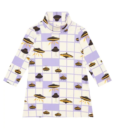 Mini Rodini Kids' Printed Cotton-blend Dress In Purple