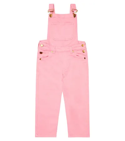 Mini Rodini Kids' Logo-embroidered Denim Dungarees In Pink