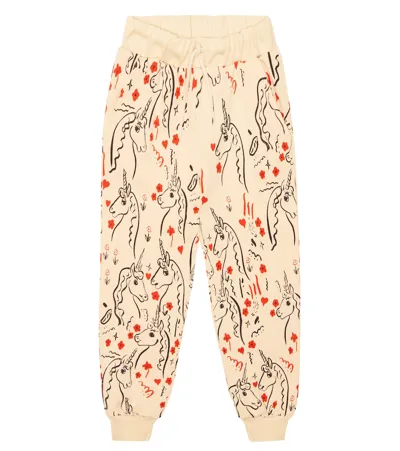 Mini Rodini Kids' Printed Cotton Sweatpants In Yellow