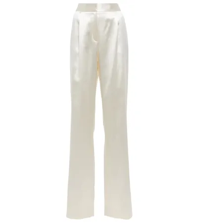 Danielle Frankel Miriam Silk And Wool Pants In Pearl