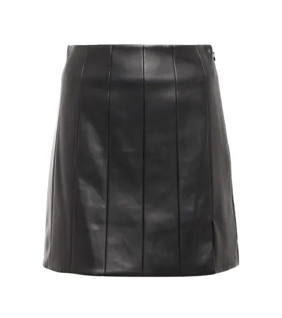 Staud Wells Faux Leather Miniskirt In Black