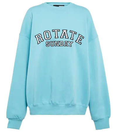 Rotate Birger Christensen Iris Logo Cotton Sweatshirt In Maui Blue