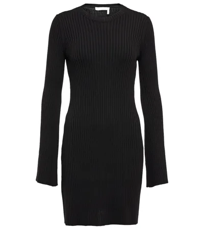 Chloé Ribbed-knit Wool And Cashmere Dress In Black