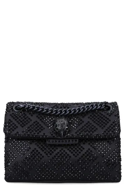 Kurt Geiger Mini Kensington Embellished Fabric Convertible Crossbody Bag In Black