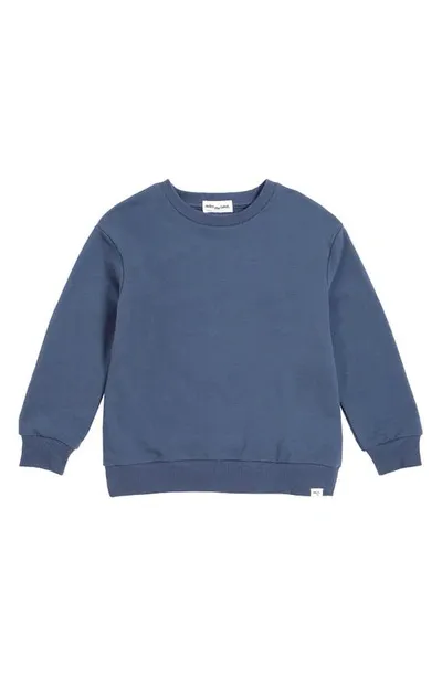 Miles The Label Kids' Basic Stretch Organic Cotton Sweatshirt In Dusty Blue