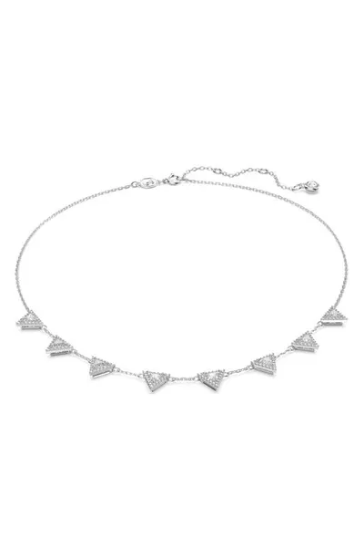 Swarovski Silver-tone Crystal Ortyx Punk Necklace, 14-1/8" + 2" Extender In Rhodium