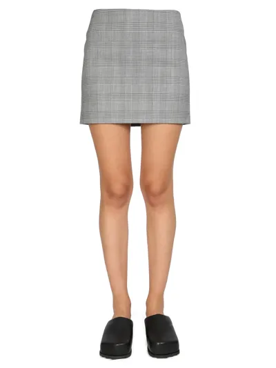 Max Mara Mini Skirt In Prince Of Wales In Black