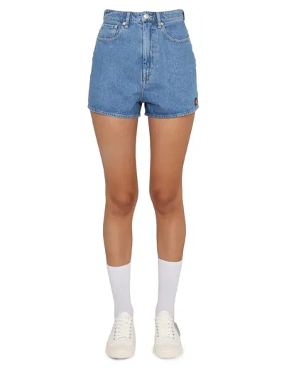 Kenzo High-waisted Stretch Shorts In Blue