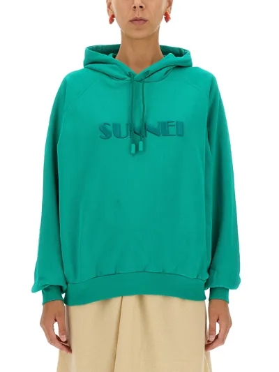 Sunnei Sweatshirt With Logo In Green