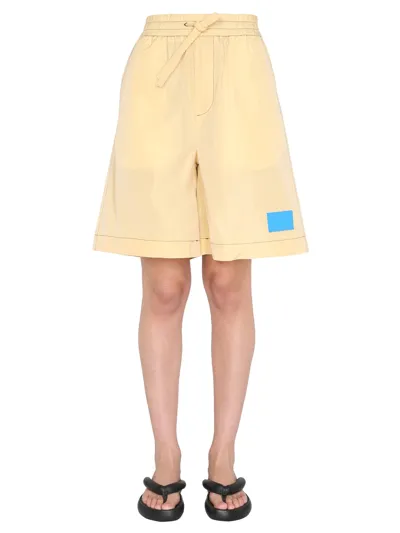 Sunnei Drawstring Wide Leg Shorts In Beige