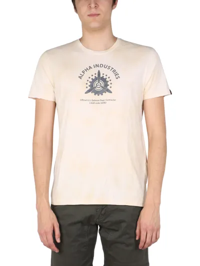 Alpha Industries Logo Print T-shirt In White