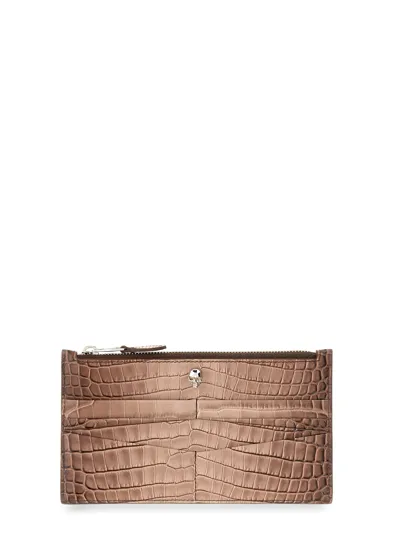 Alexander Mcqueen Flat Wallet With Zipper In Pink