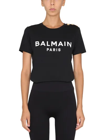 Balmain T-shirt With Logo In Black