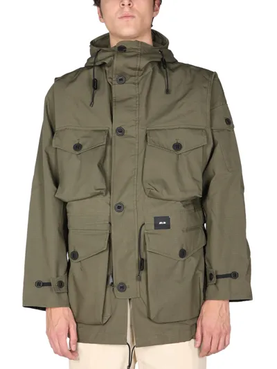 Arkair Logo Patch Smoke Hooded Jacket In Green