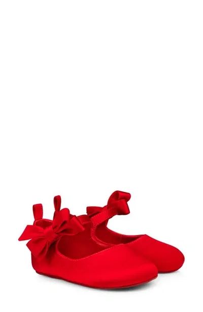 Christian Louboutin Baby Lou Babe Satin Ballet Flats In Red