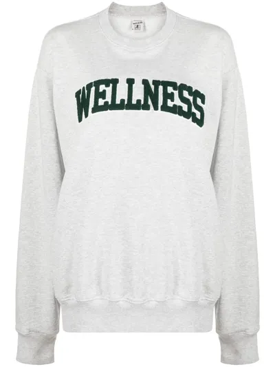 Sporty And Rich Sporty Rich Boucle Wellness Sweatshirt In Heather Grey & Forest