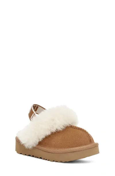 Ugg Kids' Funkette Water Resistant Genuine Shearling Trim Clog In Chestnut/chestnut