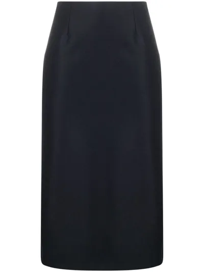 Maison Margiela Navy Classic Midi Skirt In Blue