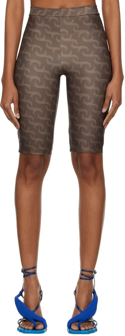 Jade Cropper Brown Printed Shorts In 110/brown Logo Print