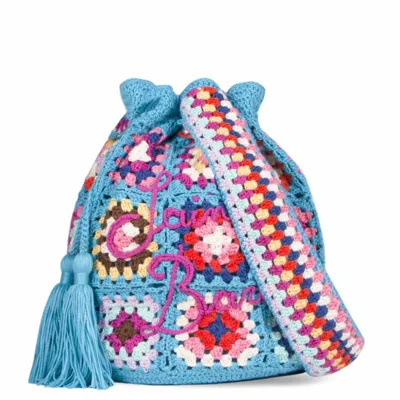 Mc2 Saint Barth Handmade Crochet Bucket Bag In Blue