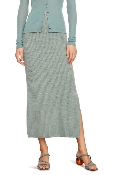 Vince Ribbed Wool And Yak-blend Midi Skirt In Aegean