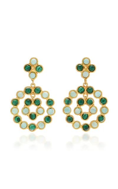 Sylvia Toledano Flower Candies 22k Gold-plated Malachite And Amazonite Earrings