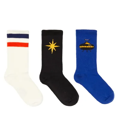 Mini Rodini Set Of 3 Printed Cotton-blend Socks In Multi