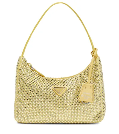 Prada Re-edition Embellished Shoulder Bag In Ananas