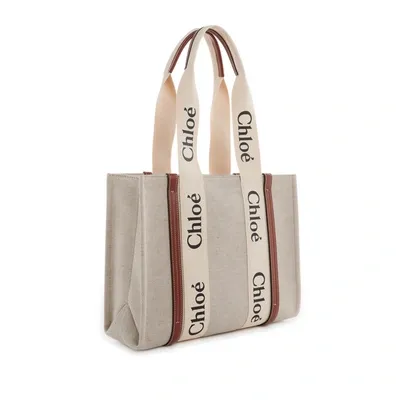 Chloé Woody Medium Cotton Canvas Tote Bag