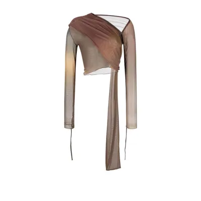 Jade Cropper Brown Panelled Wrap Top