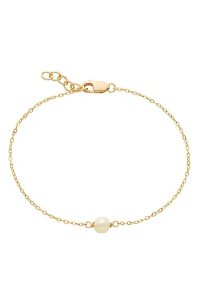 Made By Mary Single Freshwater Pearl Bracelet In Gold