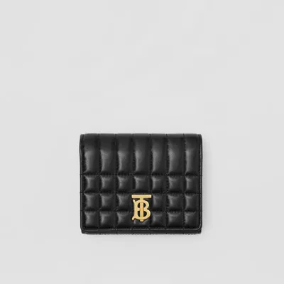 Burberry Quilted Leather Small Lola Folding Wallet In Black/light Gold