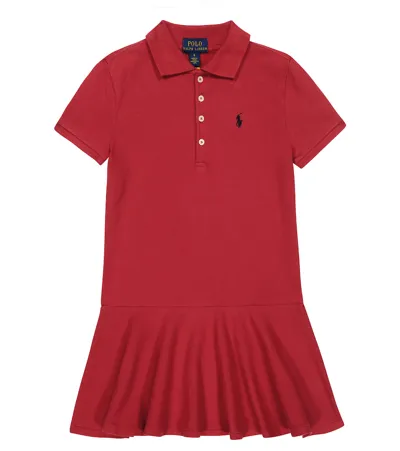 Polo Ralph Lauren Kids' Cotton Polo Dress In Chili Pepper W/ Hunter Navy